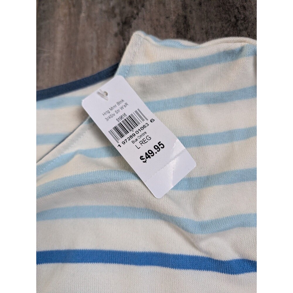 L.L. LL Bean Women's Heritage Mariner Top, Boatneck Three-Quarter-Sleeve Stripe - Picture 6 of 7